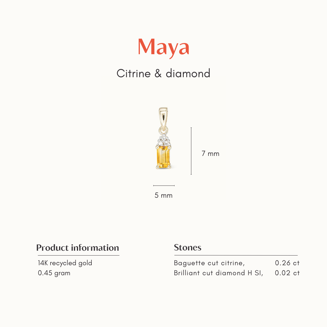 Maya | Citrien & Diamant Hanger