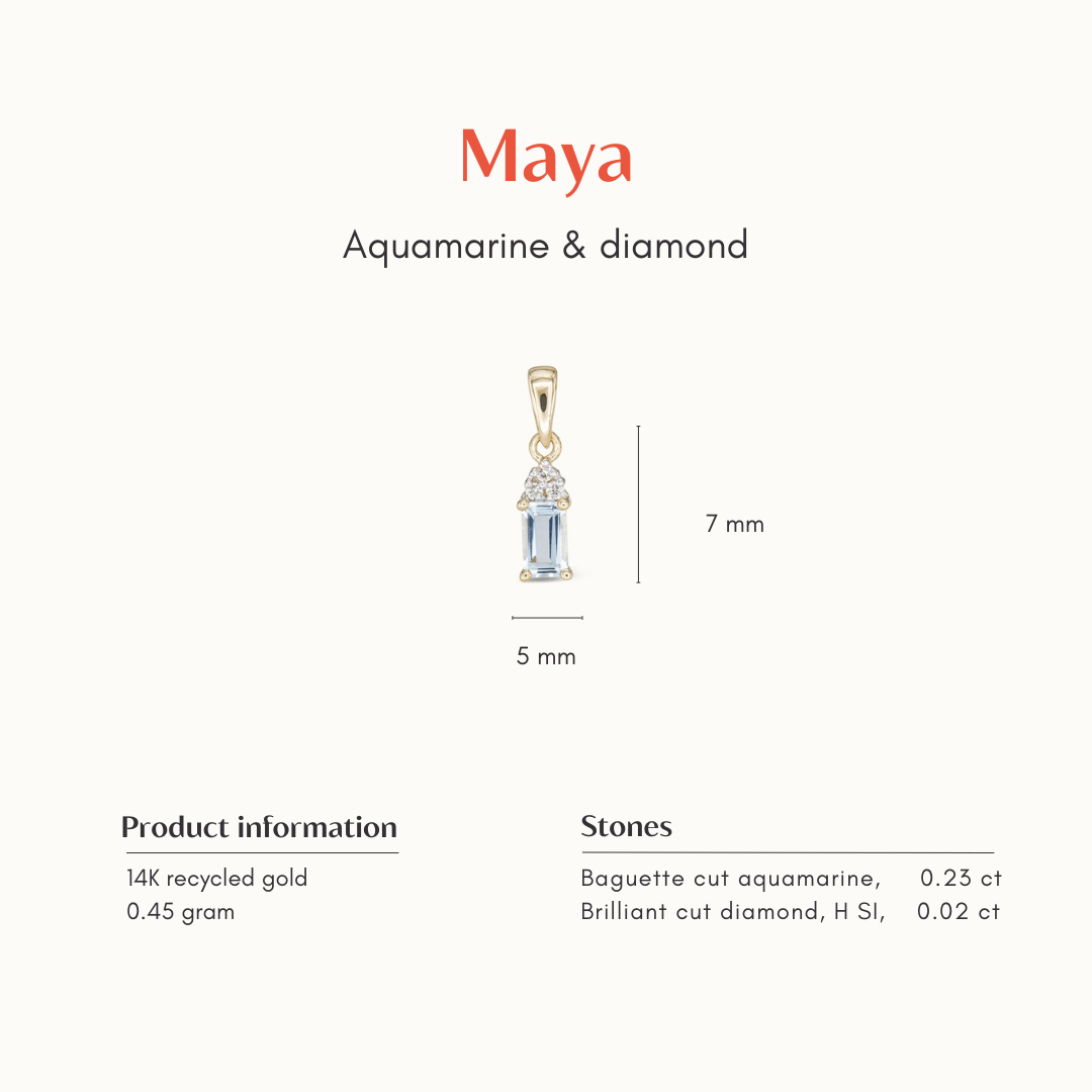 Maya | Aquamarijn & Diamant Hanger