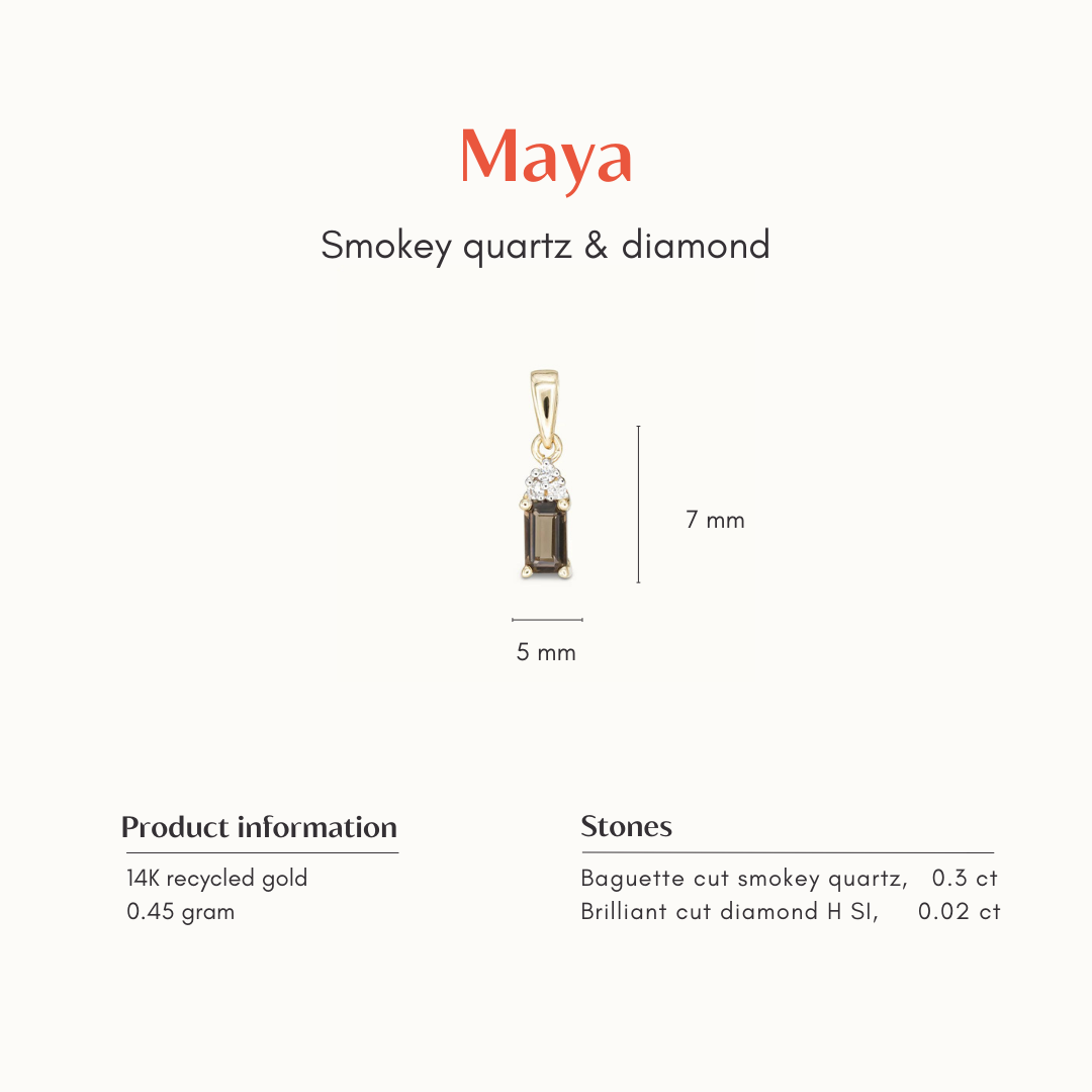 Maya | Rookkwarts & Diamant Hanger