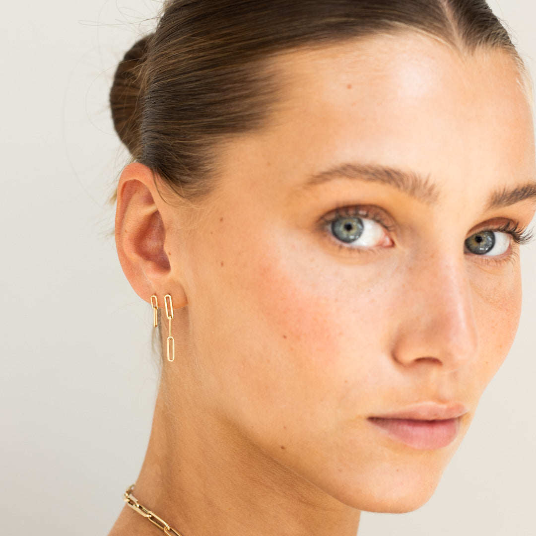 Three Paperclip Link Earrings