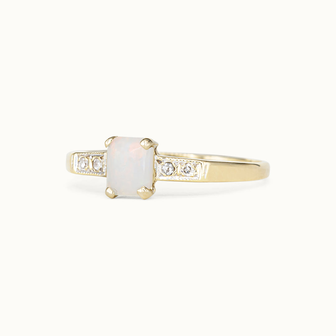 Vintage 9K Opaal & Diamant Ring