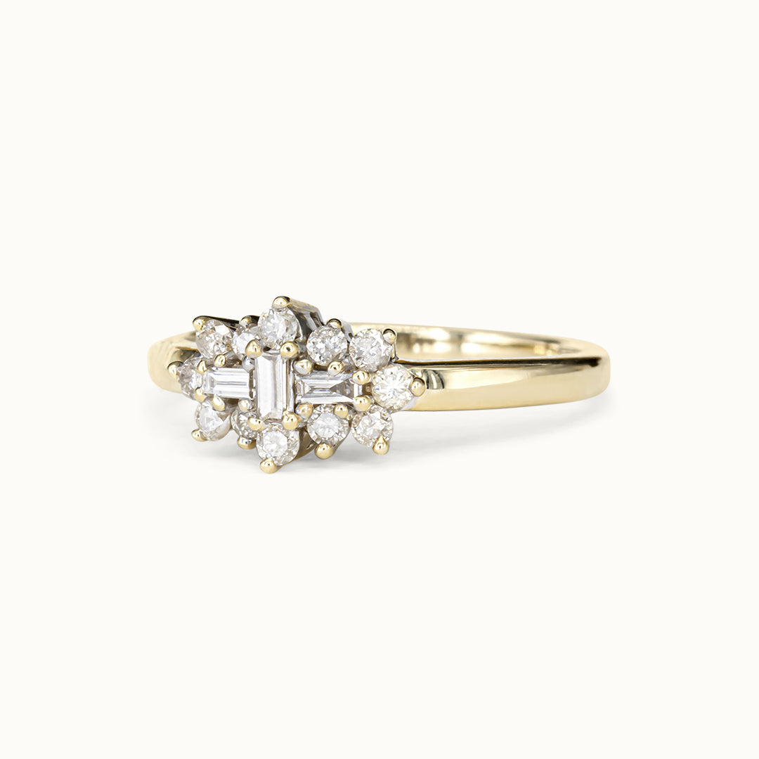 Vintage 9K Diamant Cluster Ring