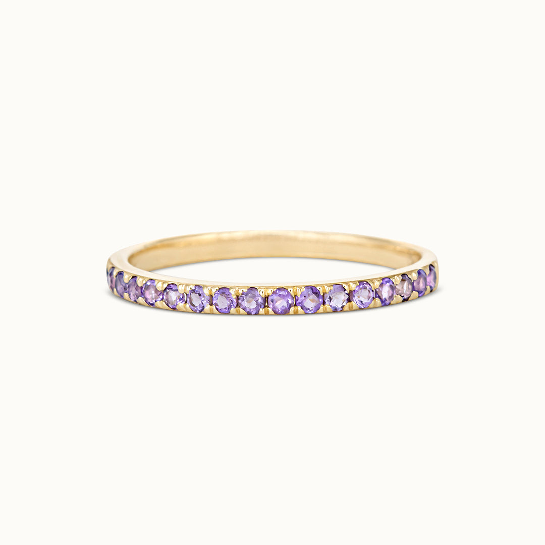 Halo Half Eternity Ring Amethist