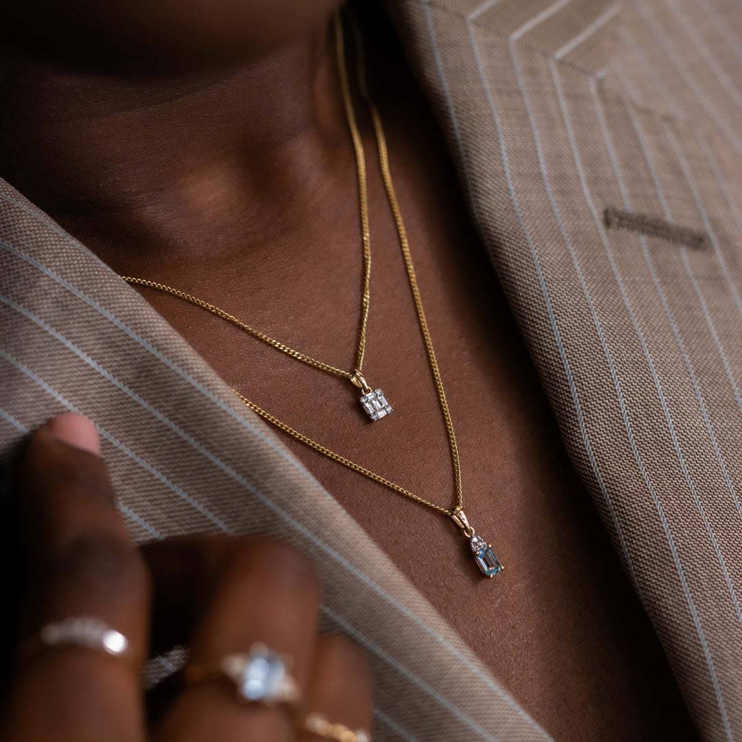 Maya | Aquamarijn & Diamant Hanger