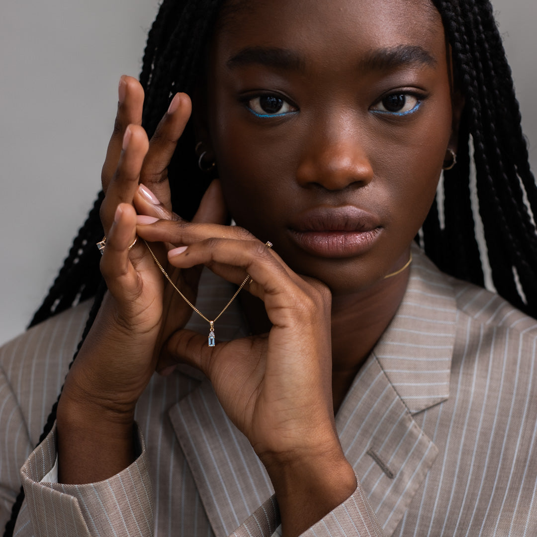 Maya | Aquamarijn & Diamant Hanger