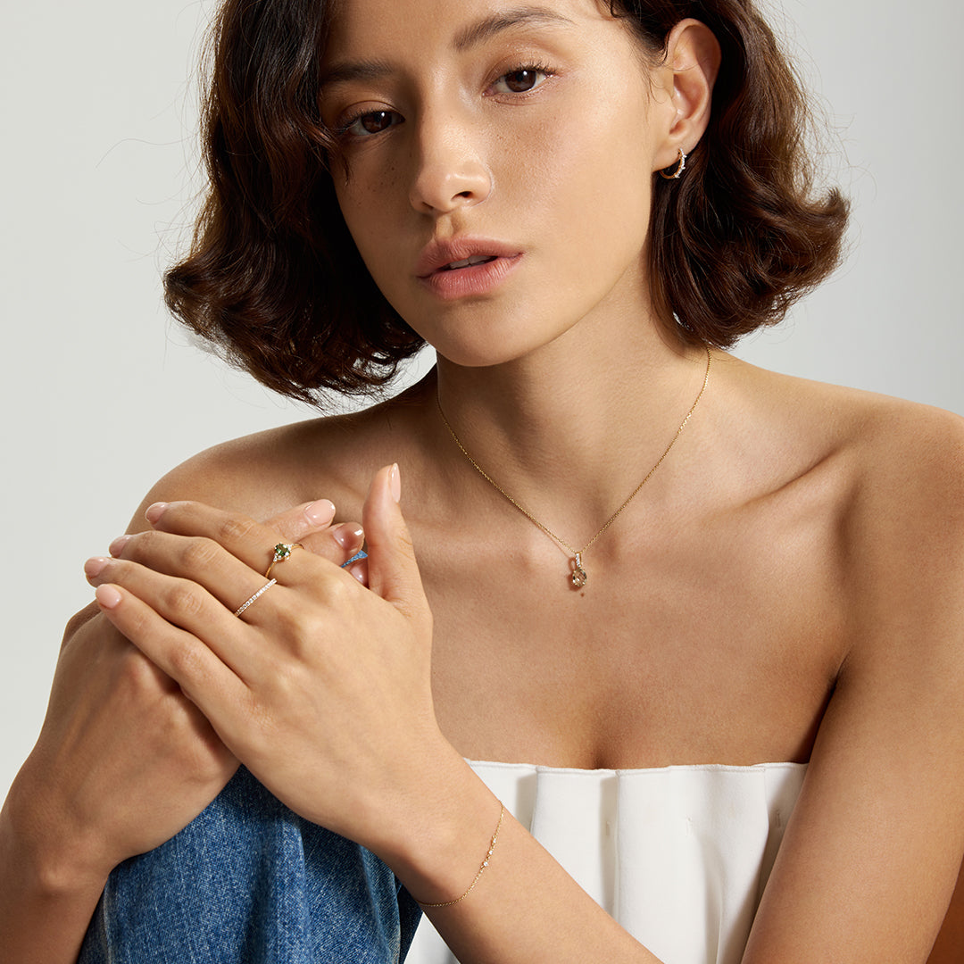 Amber Green Amethyst & Diamond Pendant