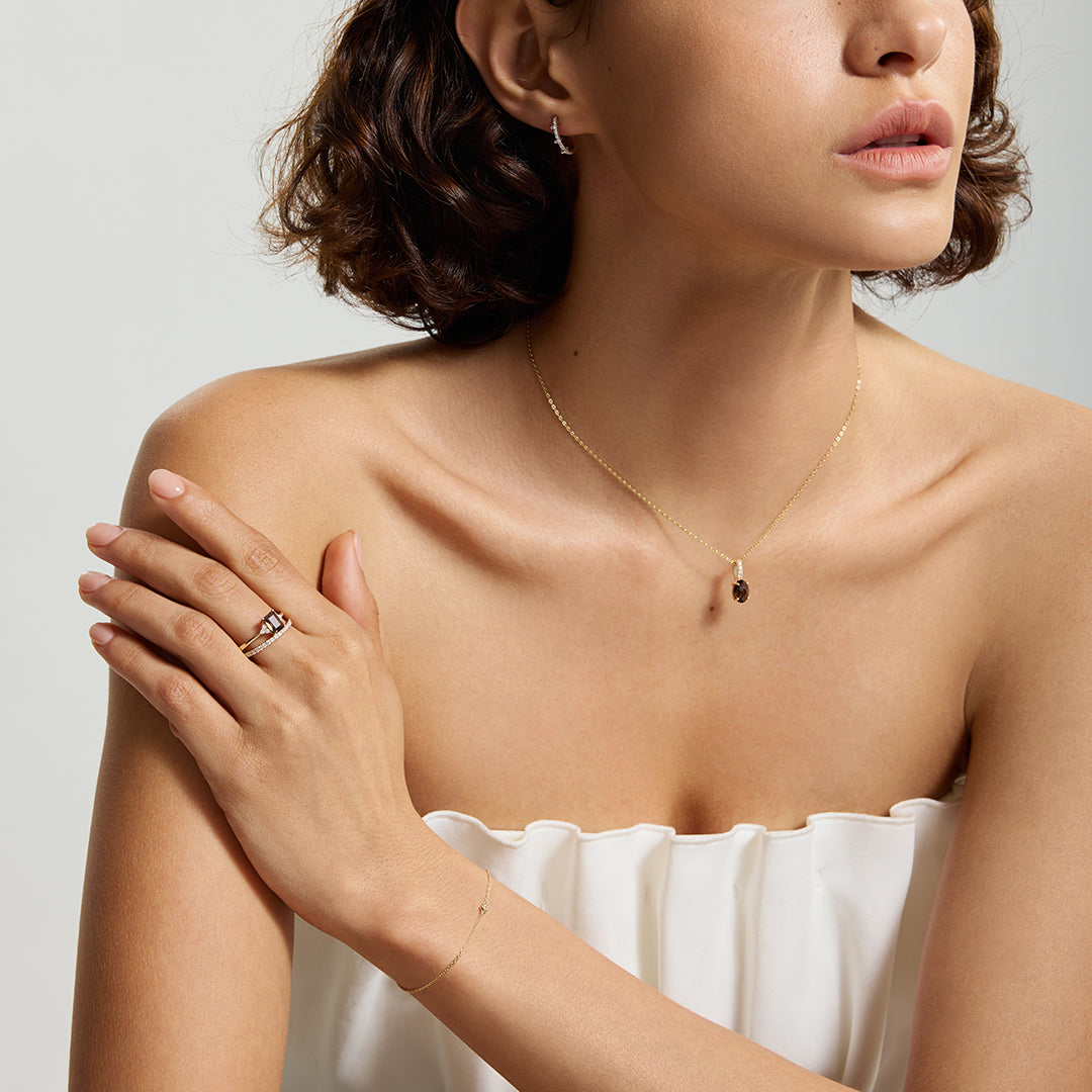 Amber Rookkwarts & Diamant Hanger