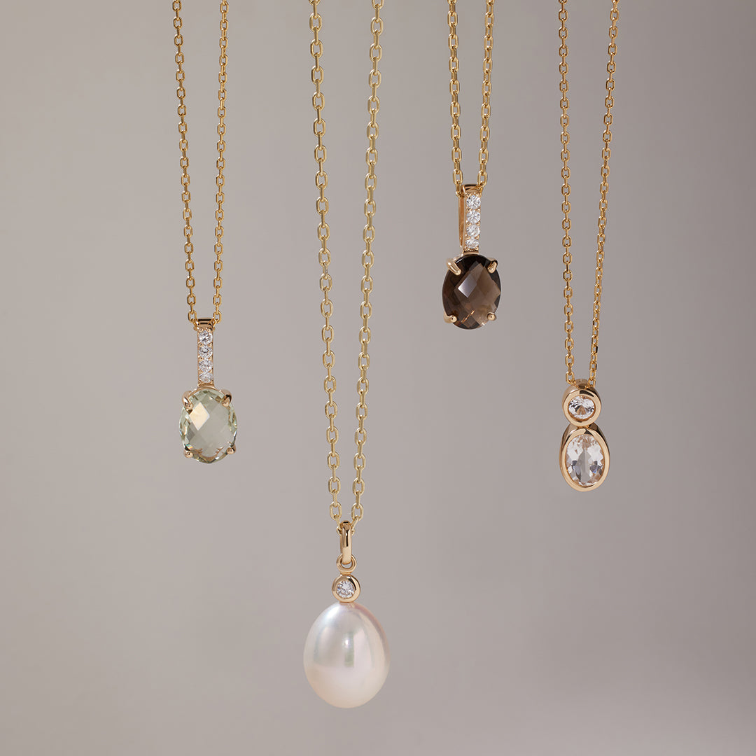 Amber Rock Quartz & Diamond Pendant