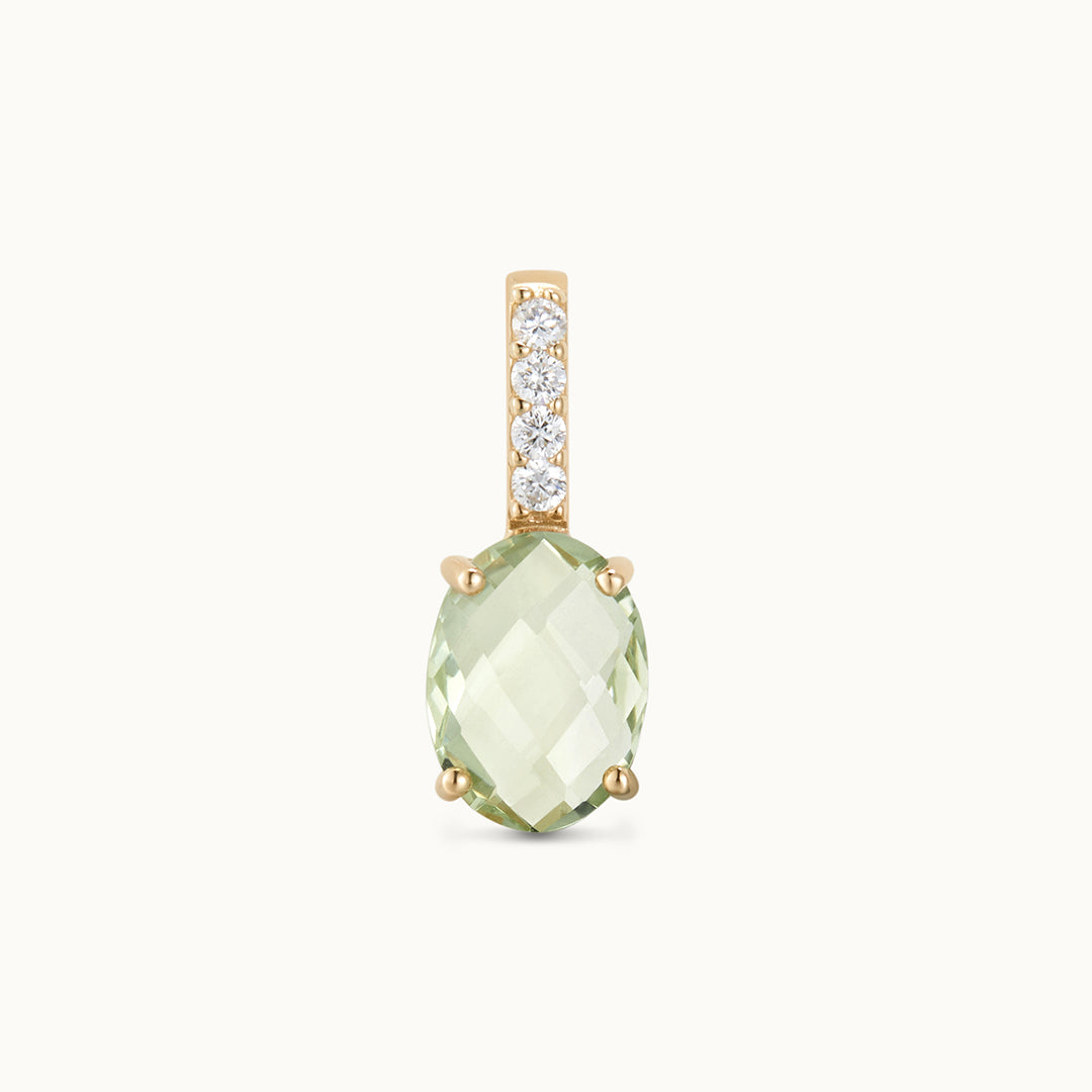 Amber Green Amethyst & Diamond Pendant