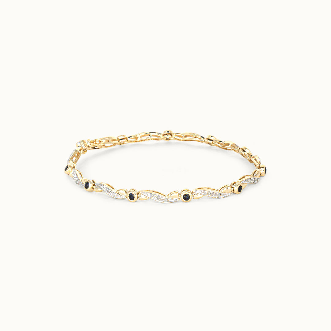 Vintage 9K Diamant & Saffier Armband