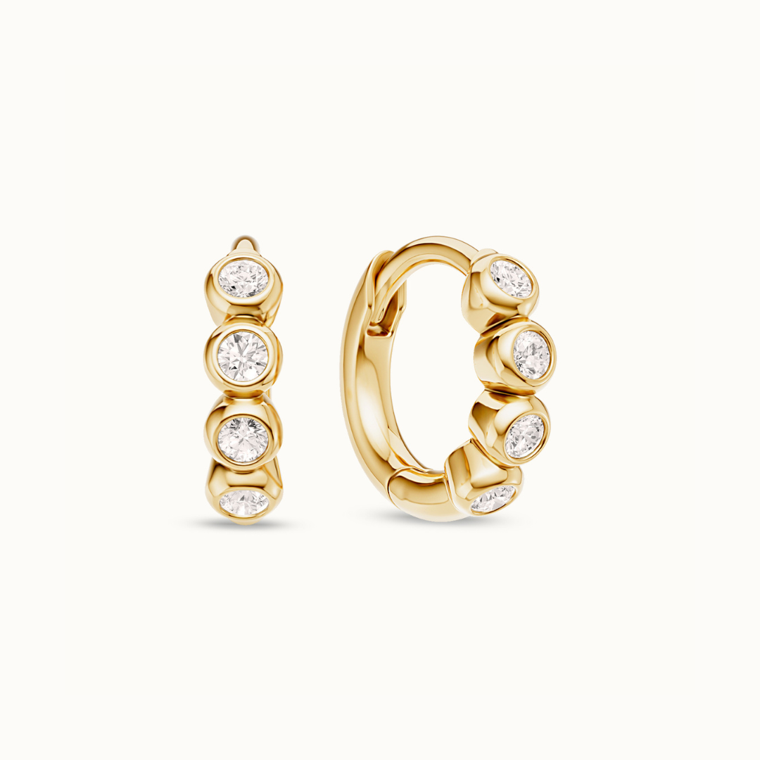 Briljant Bezel Huggies 14K goud met diamant