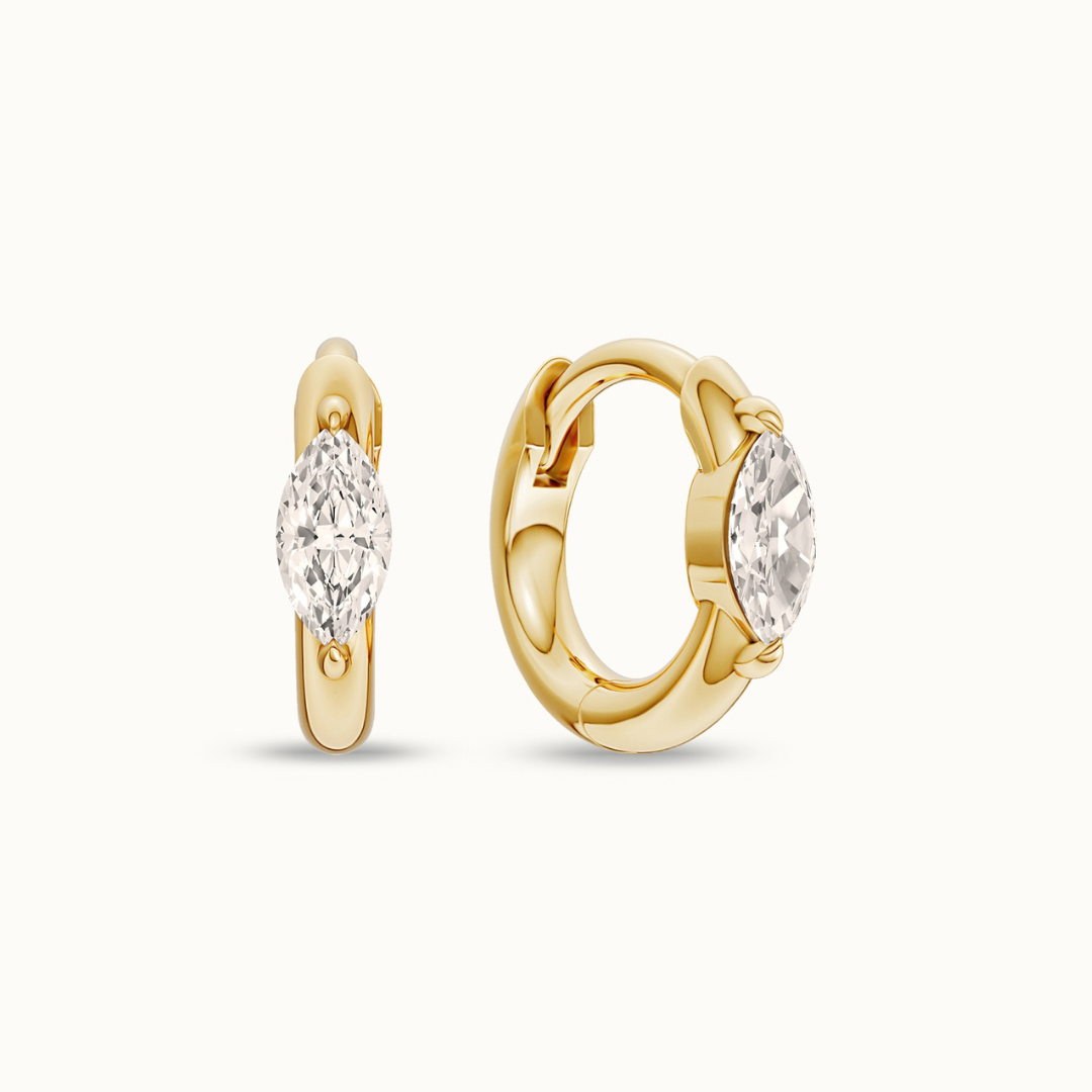 Marquise Solitaire Huggies 14K goud met diamant