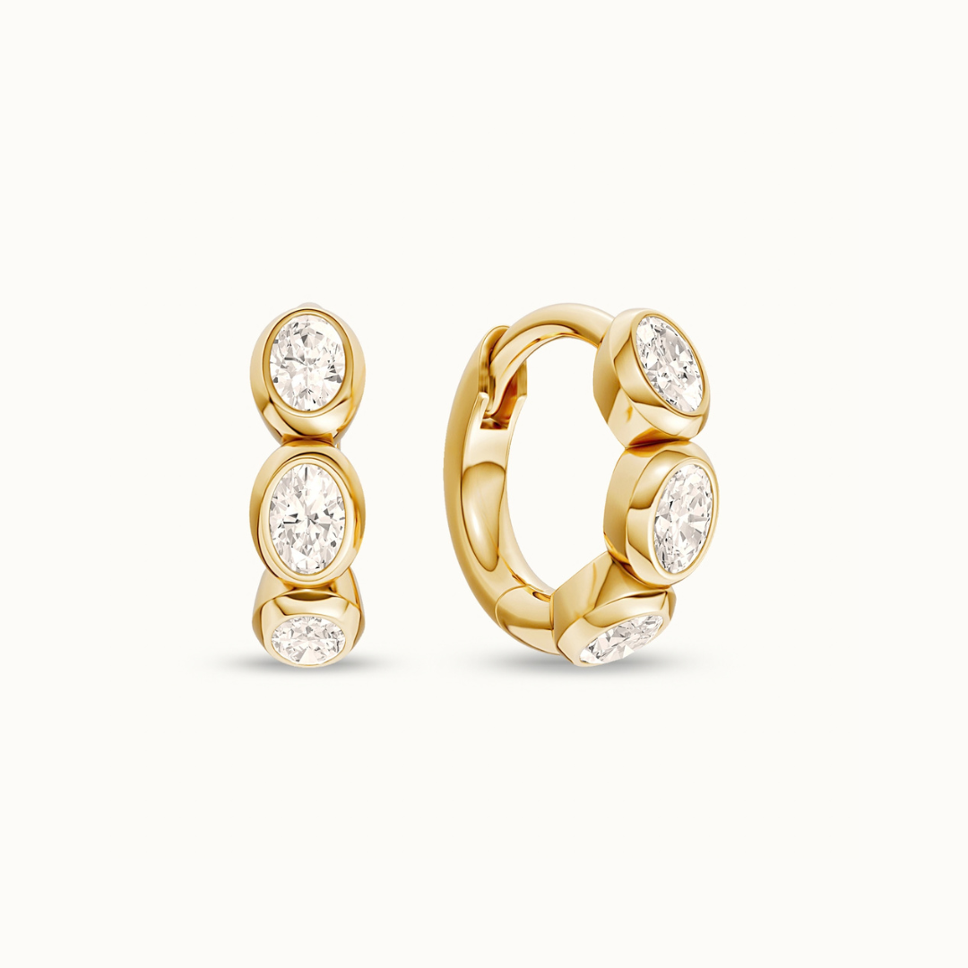 Ovaal Bezel Huggies 14K goud met diamant