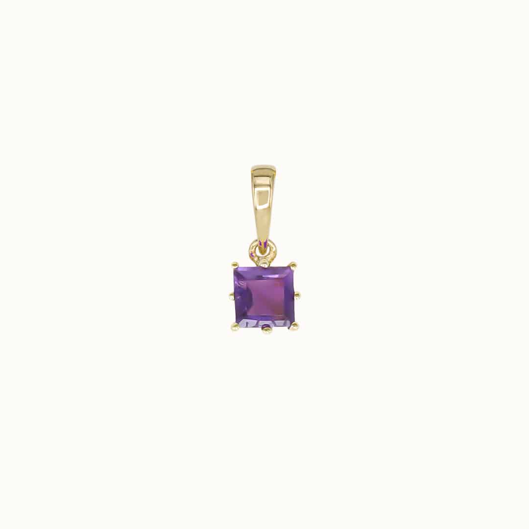 Amanda Birthstone Pendant Amethyst Square