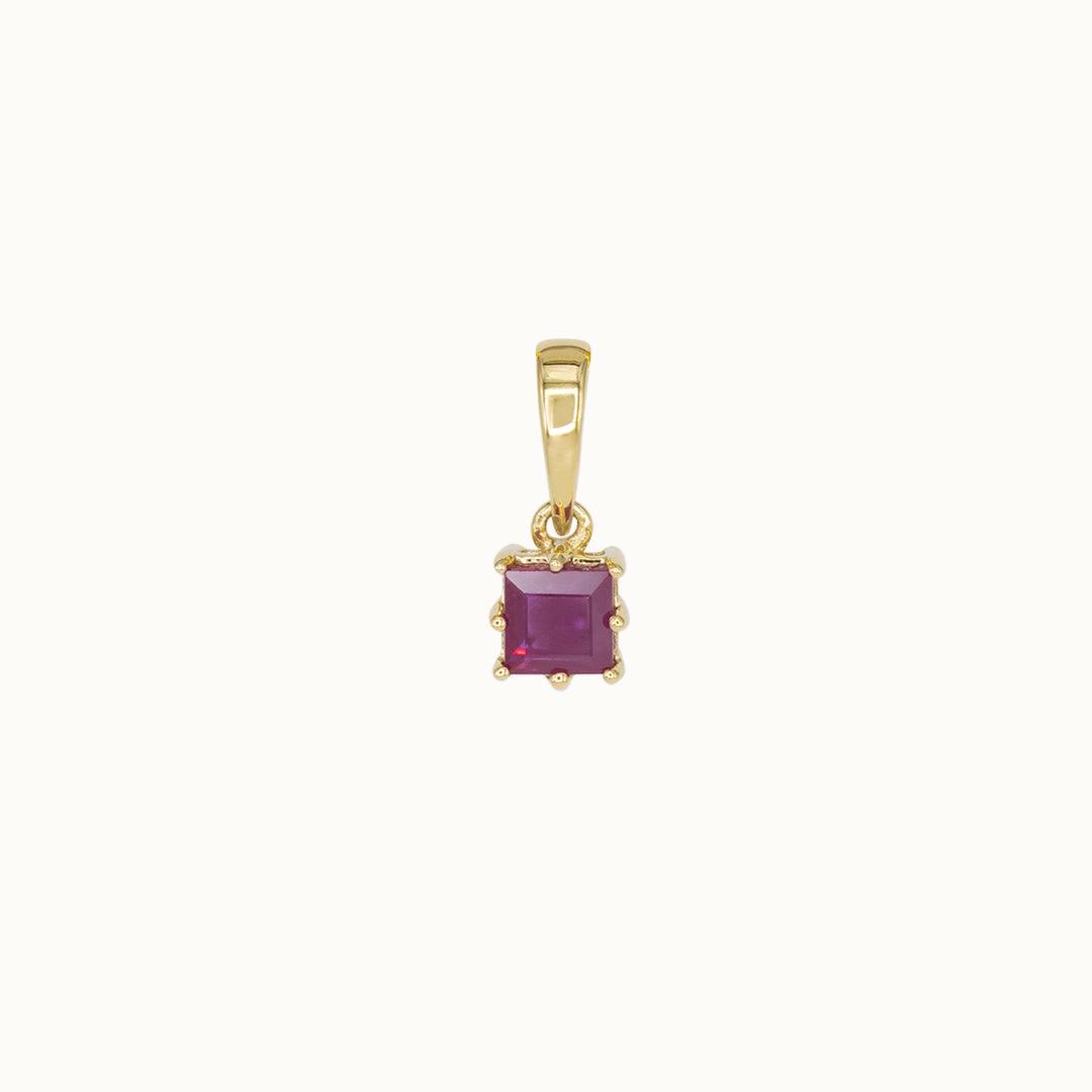 Amanda Birthstone Pendant Ruby Square