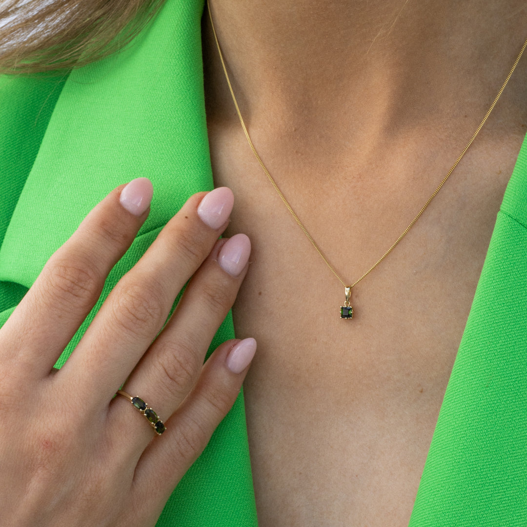 Amanda Birthstone Pendant Tourmaline Square