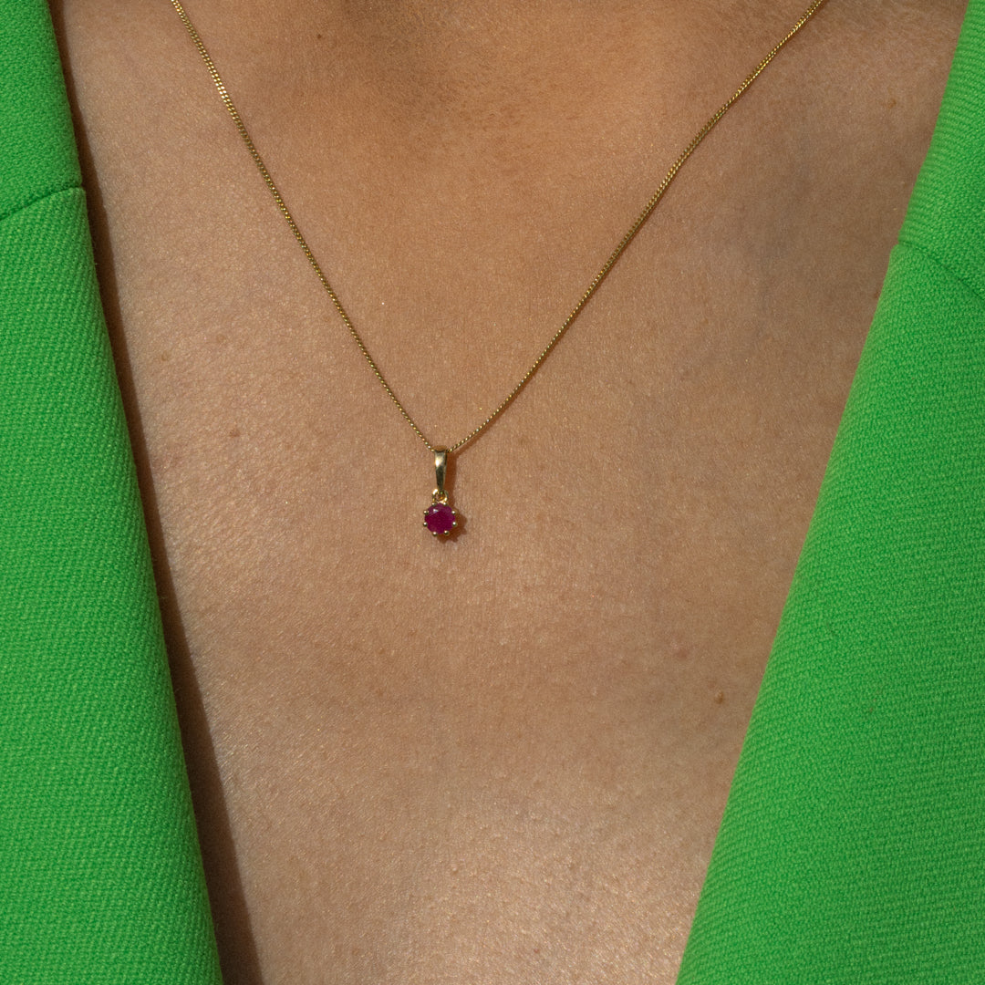 Amanda Birthstone Pendant Ruby Round