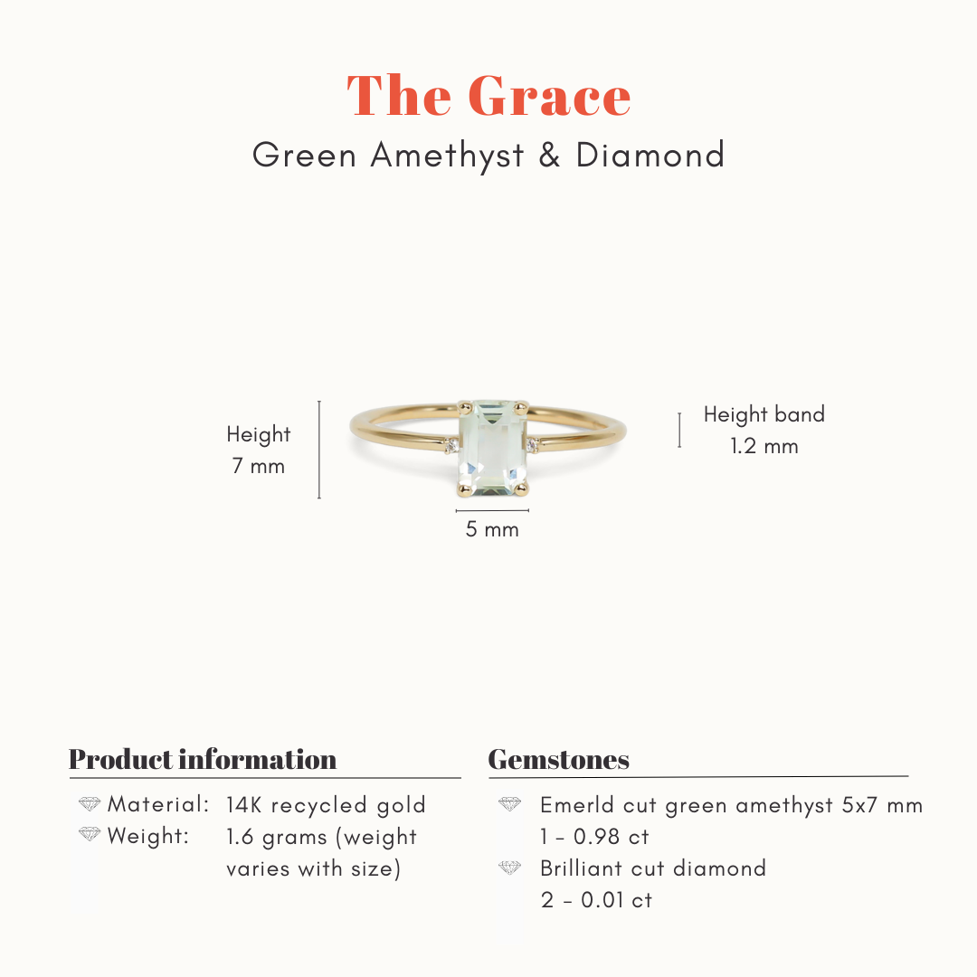 Grace | 14K Green Amethyst & Diamond
