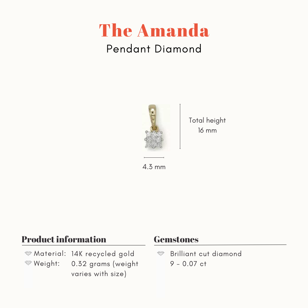 TheAmanda | 14K Pendant Diamond Square
