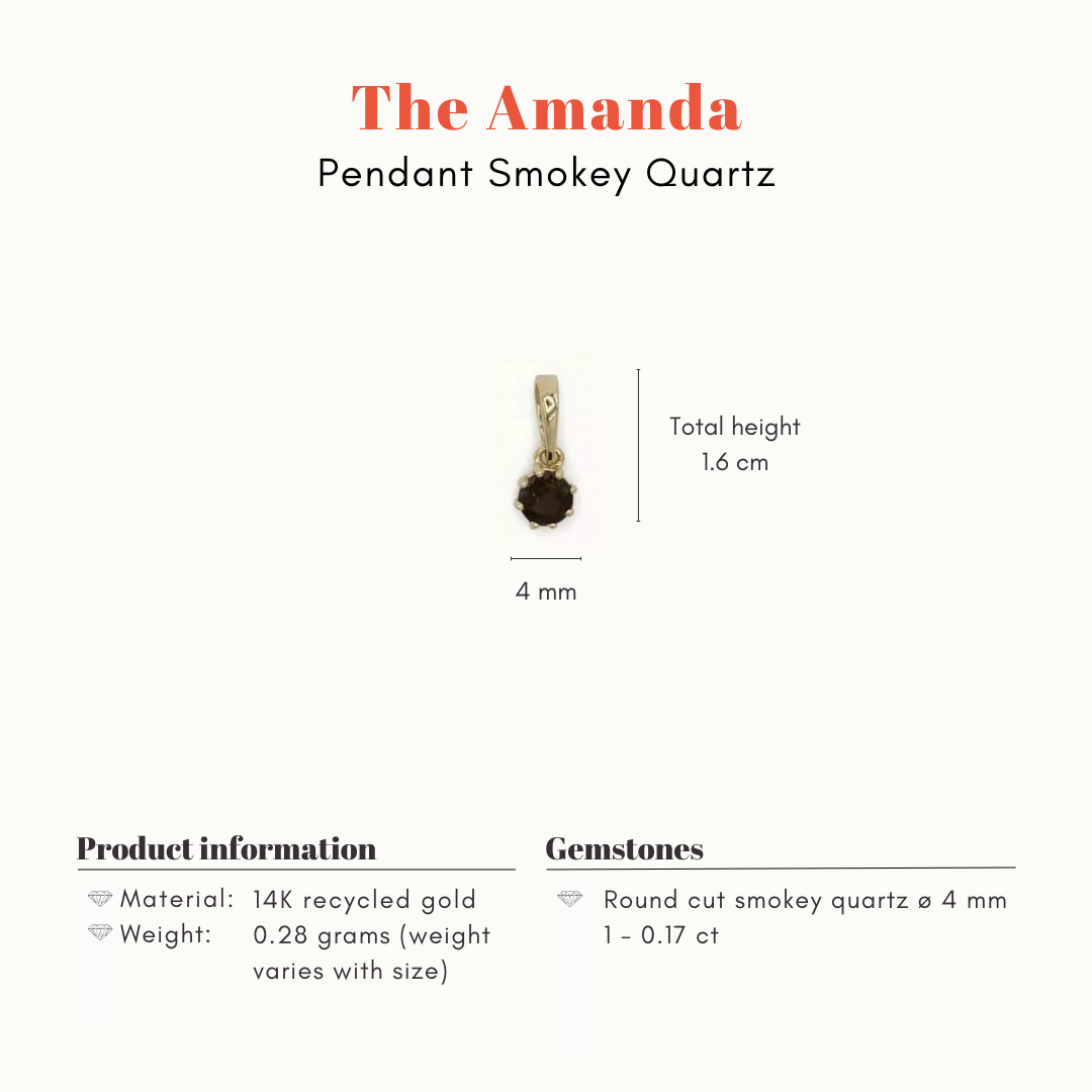 The Amanda | 14K Hanger Rookkwarts Rond