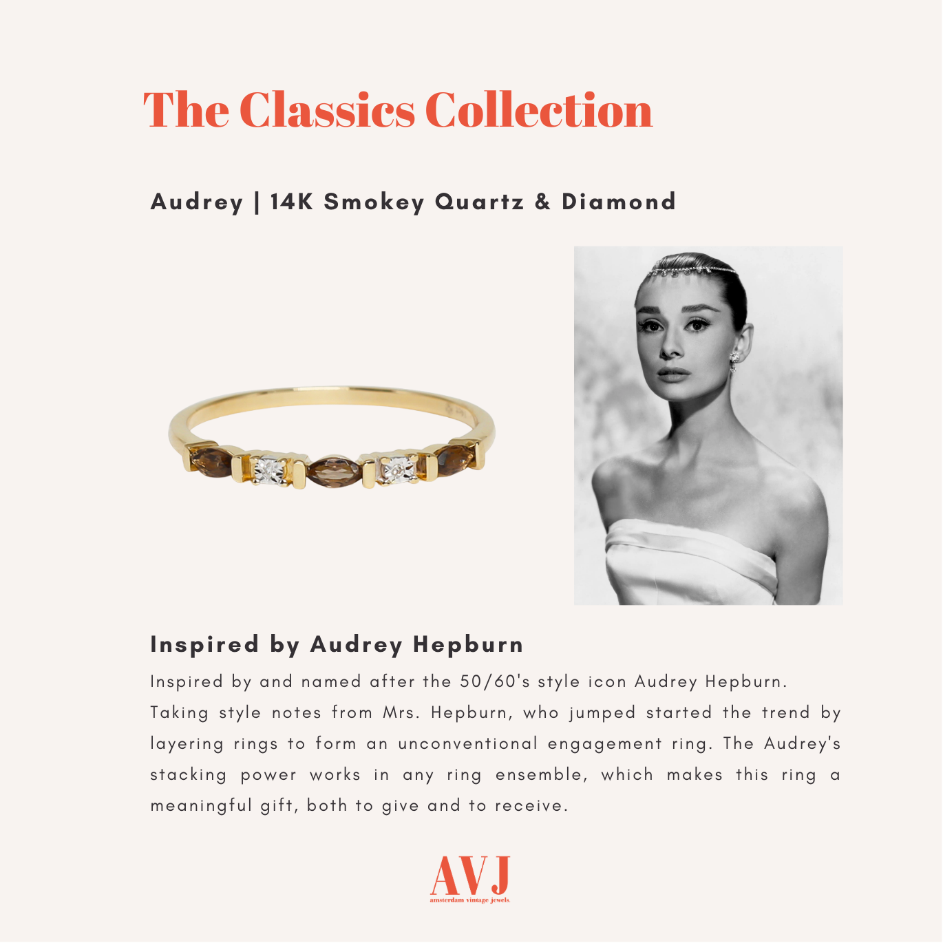 Audrey | 14K Smoky Quartz & Diamond