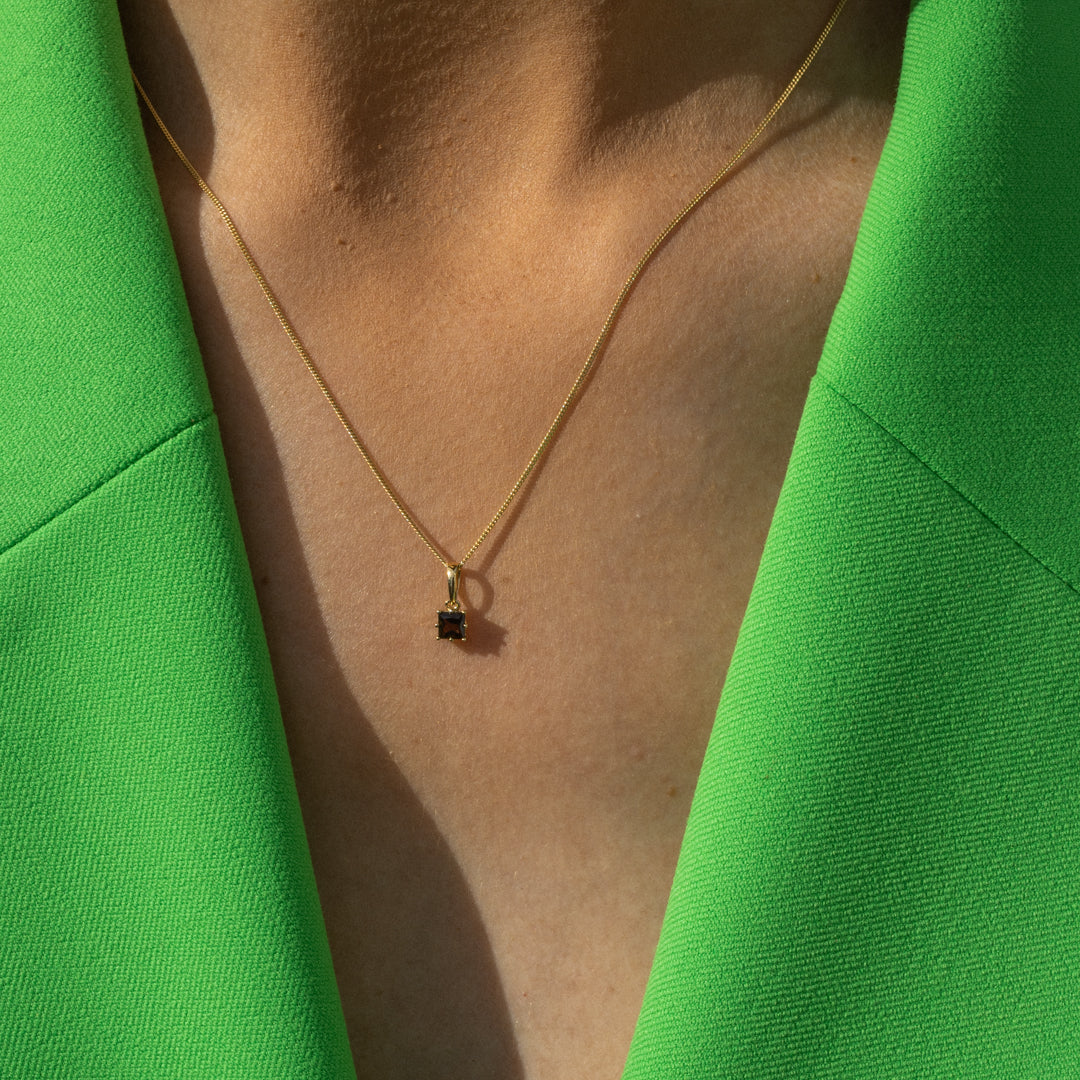 Amanda Birthstone Pendant Smoky Quartz Square