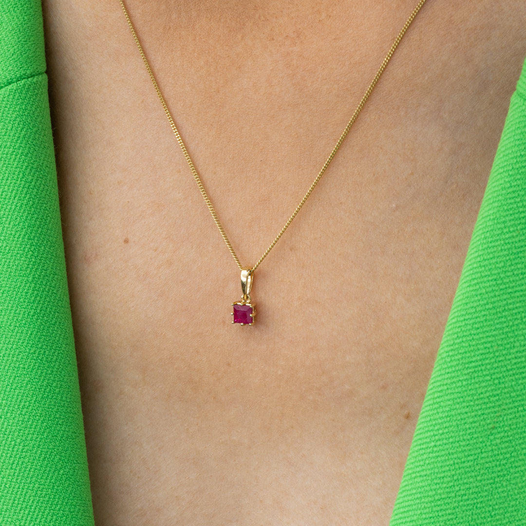 Amanda Birthstone Pendant Ruby Square