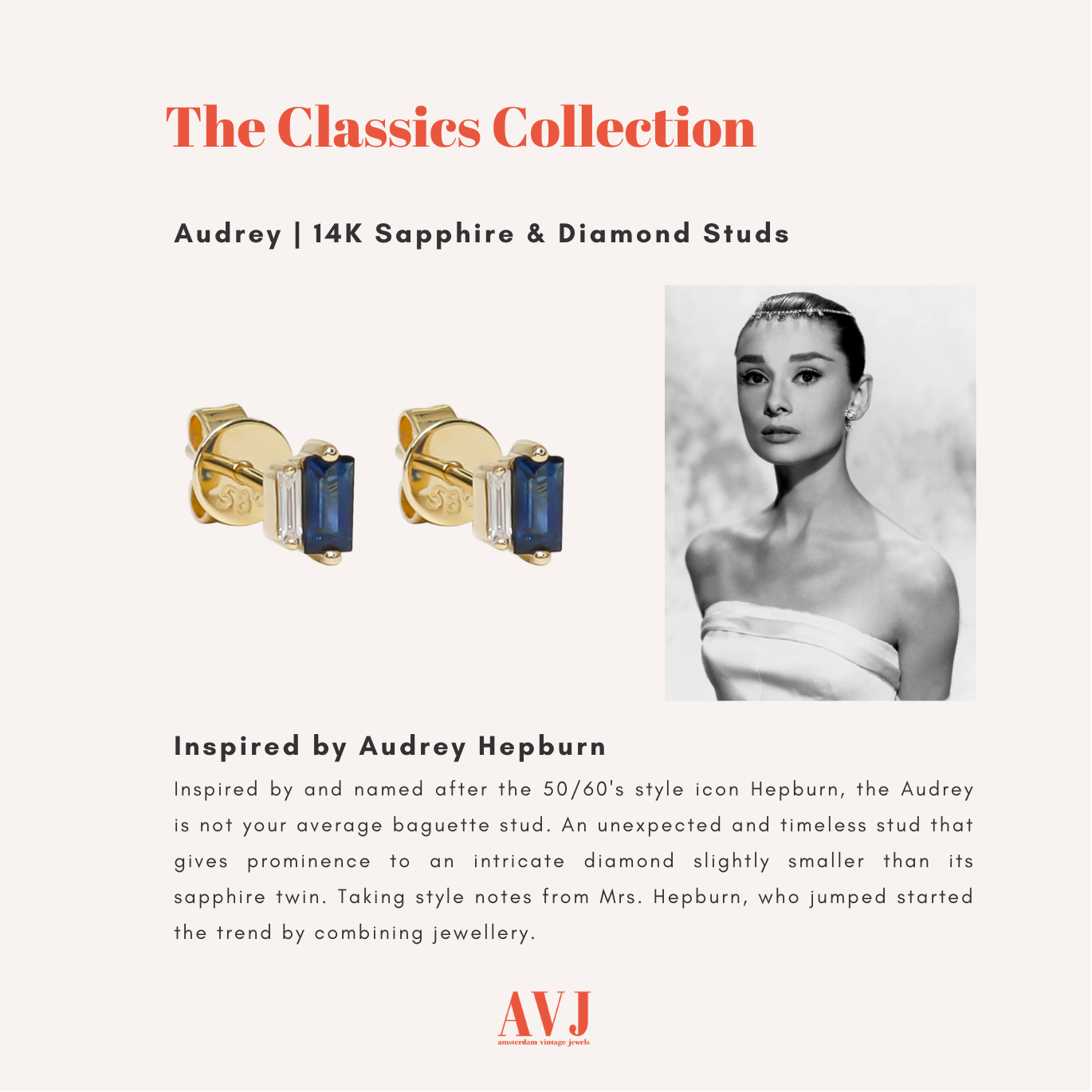 Audrey | 14K Saffier & Diamant Baguette Studs