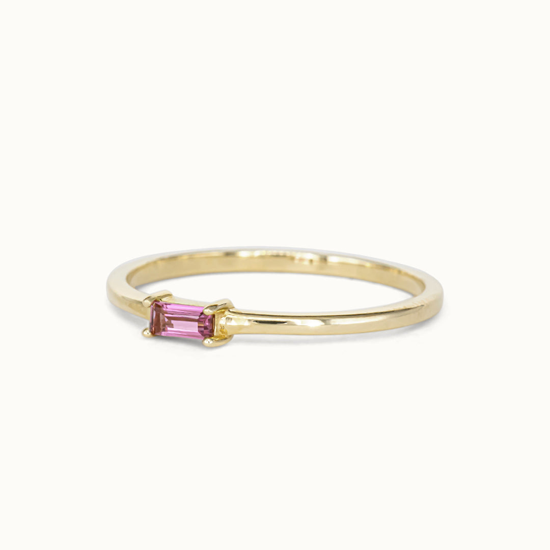 Baguette Roze Toermalijn Ring