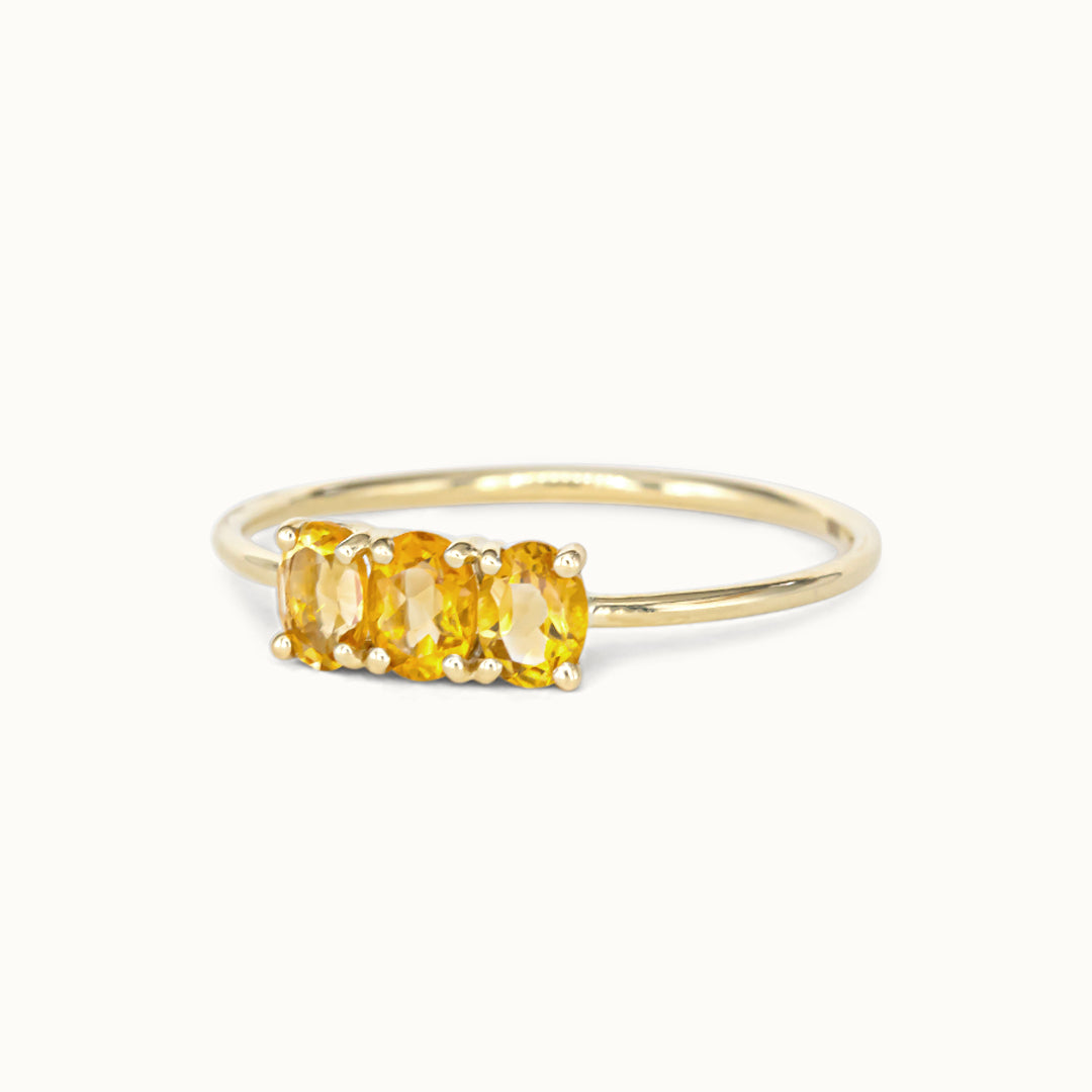 Tiny Triple Citrine Ring