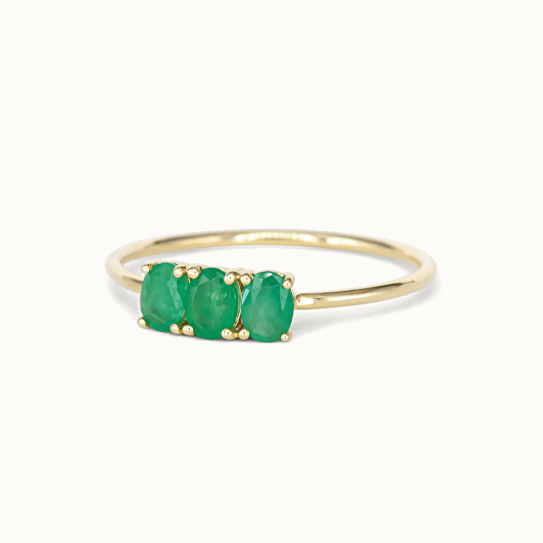 Tiny Triple Emerald Ring
