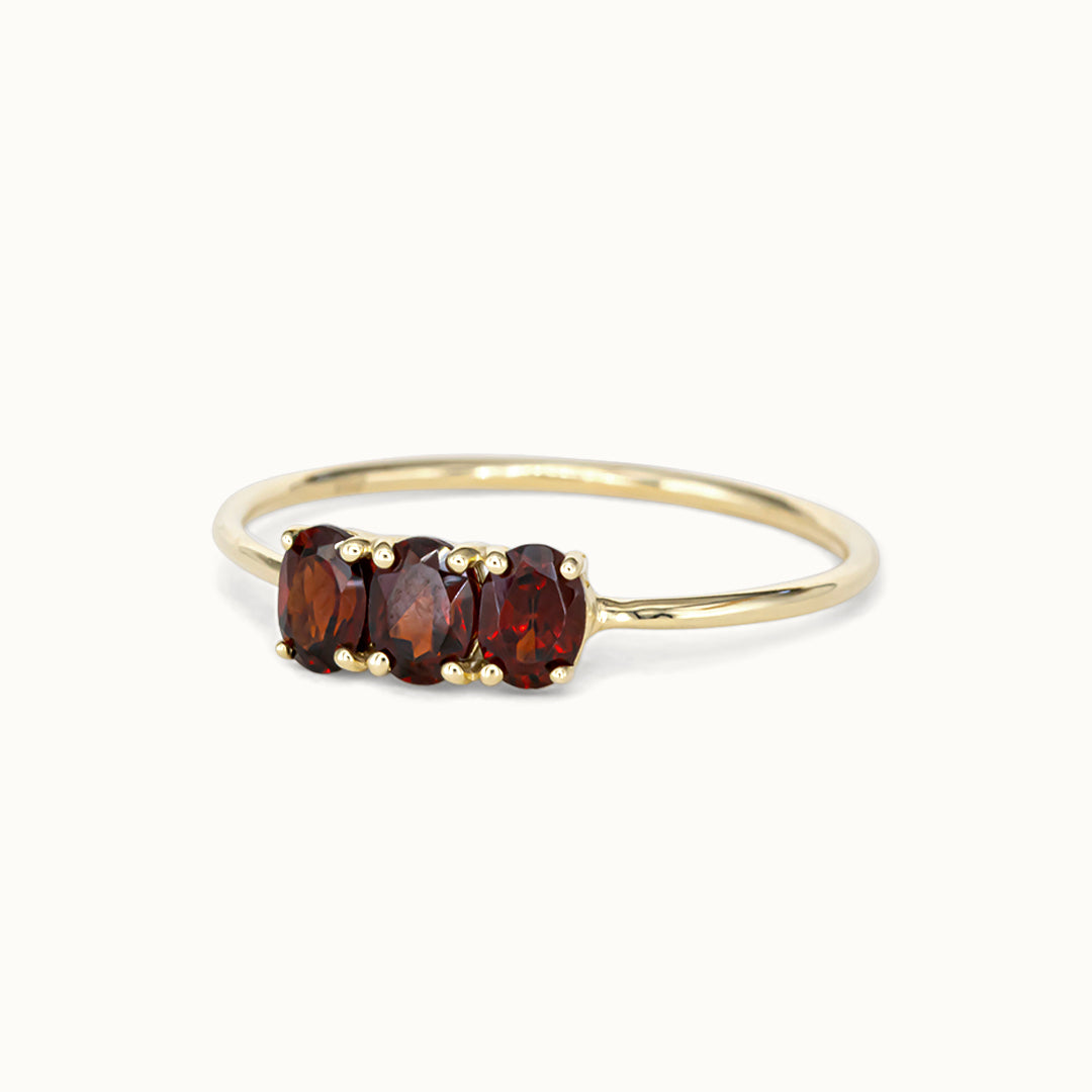 Tiny Triple Garnet Ring