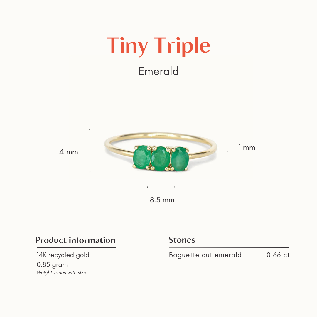 Tiny Triple Emerald Ring