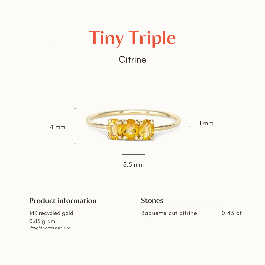 Tiny Triple Citrine Ring