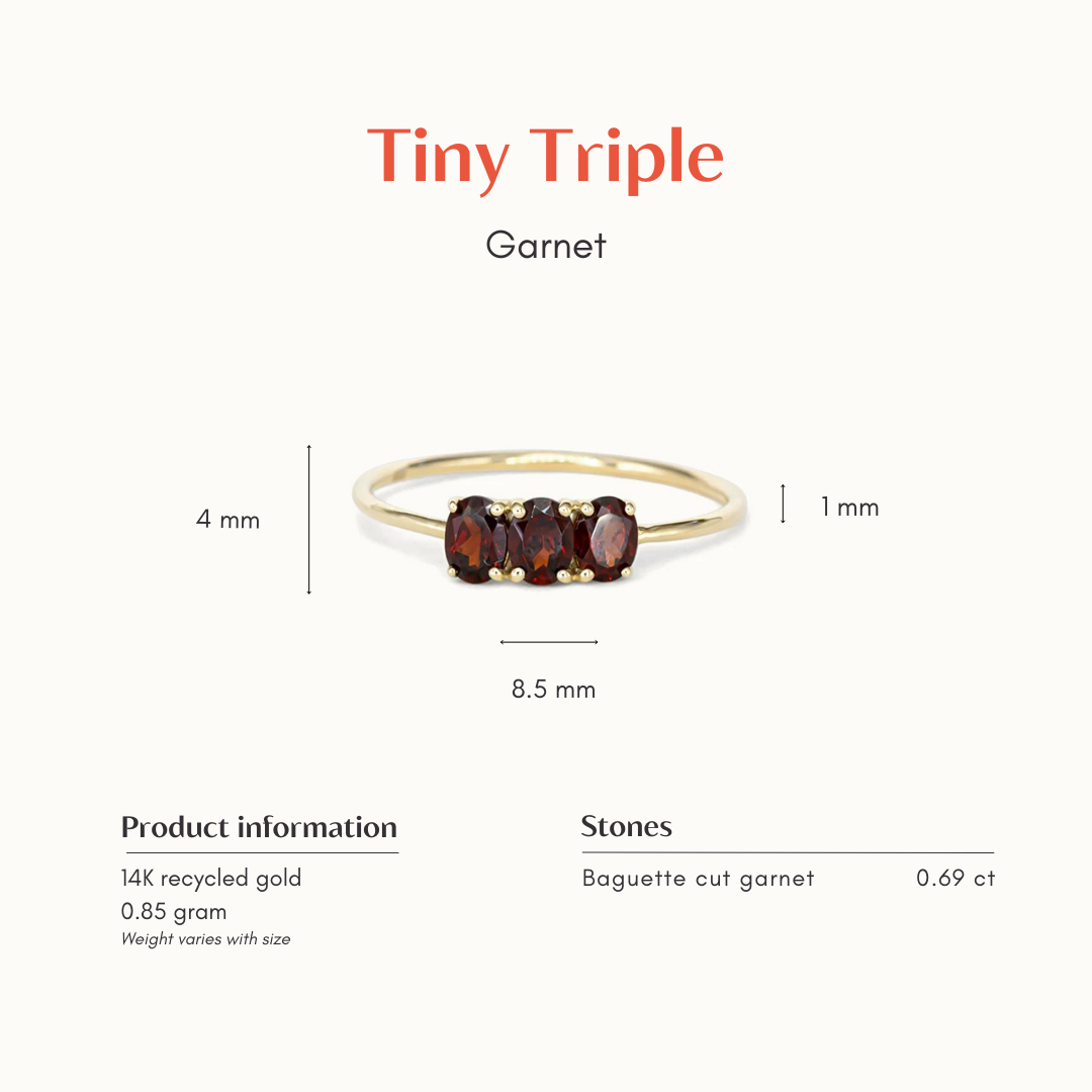 Tiny Triple Garnet Ring