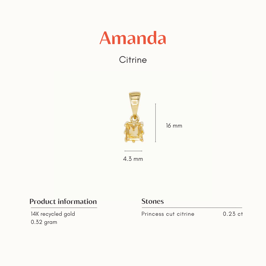 TheAmanda | 14K Citrine Square Pendant