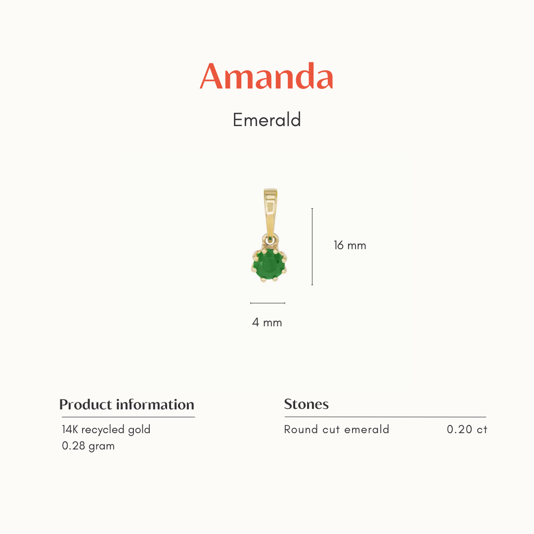 TheAmanda | 14K Emerald Pendant Round