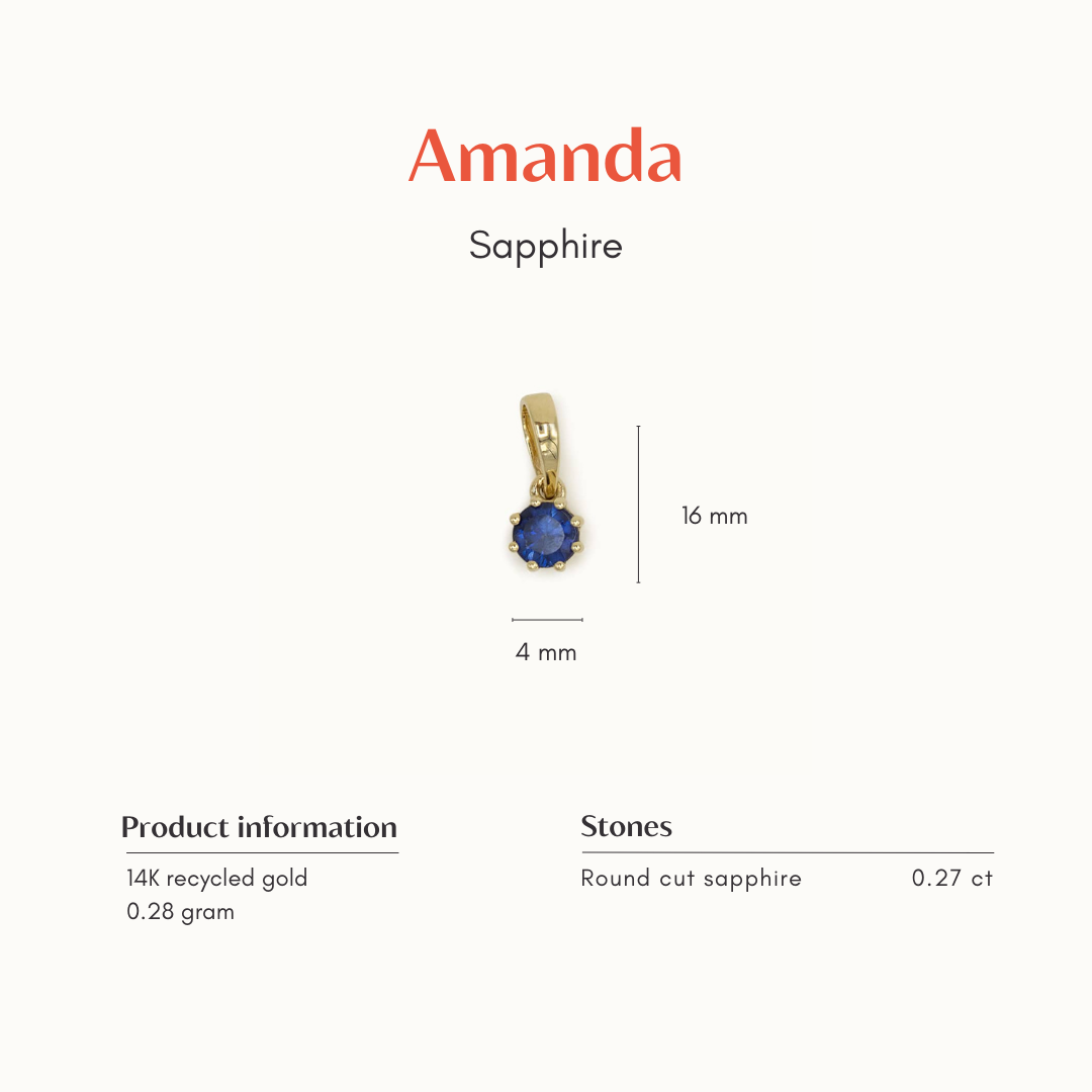 The Amanda | 14K Hanger Saffier Rond