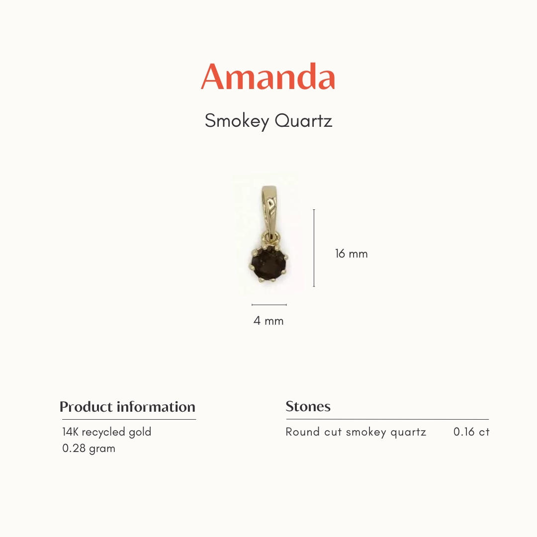 TheAmanda | 14K Smoky Quartz Pendant Round