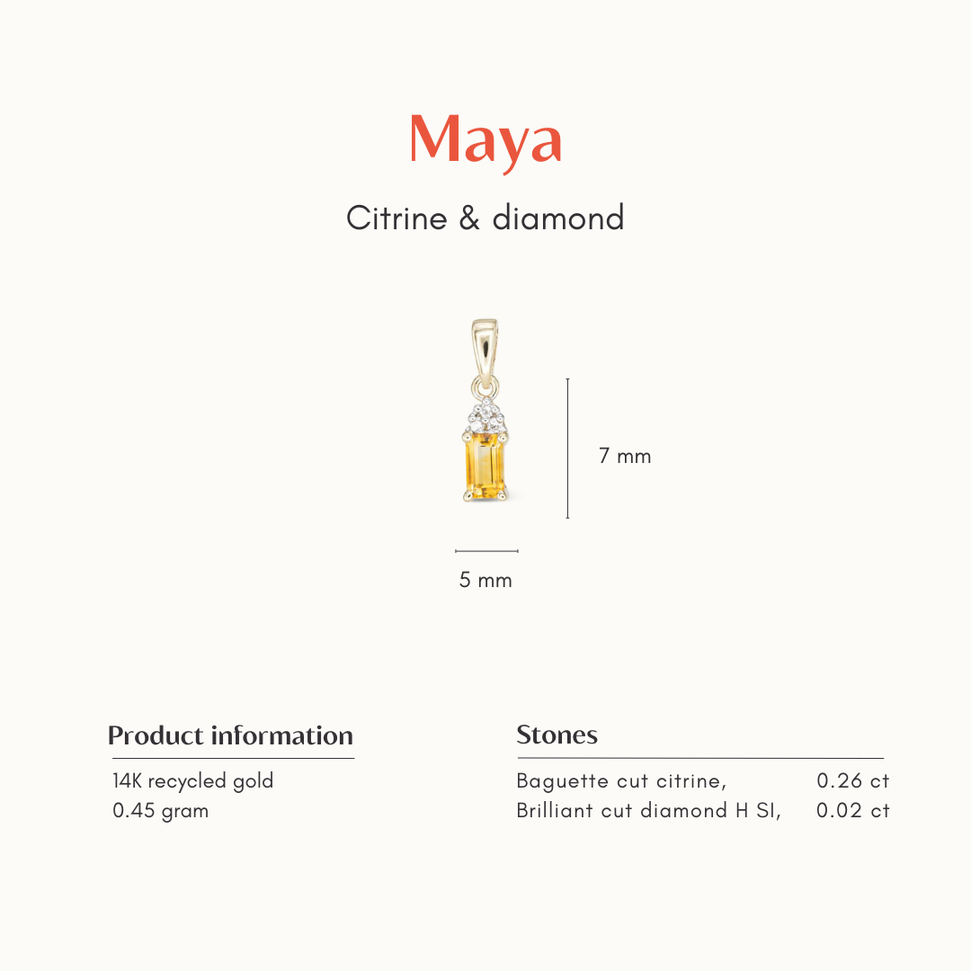 Maya | 14K Citrien & Diamant Hanger