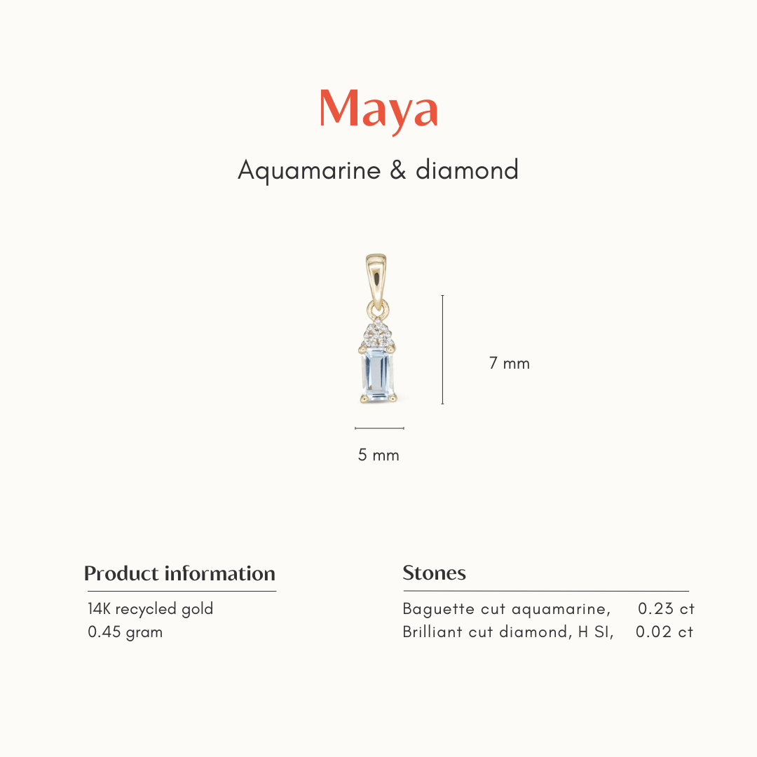 Maya | 14K Aquamarine & Diamond Pendant