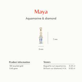 Maya | Aquamarijn & Diamant Hanger