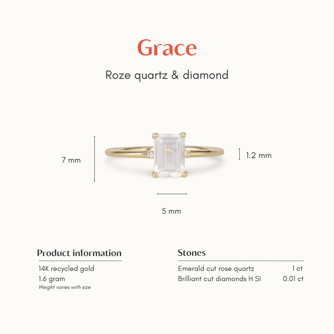 Grace | 14K Rose Quartz & Diamond