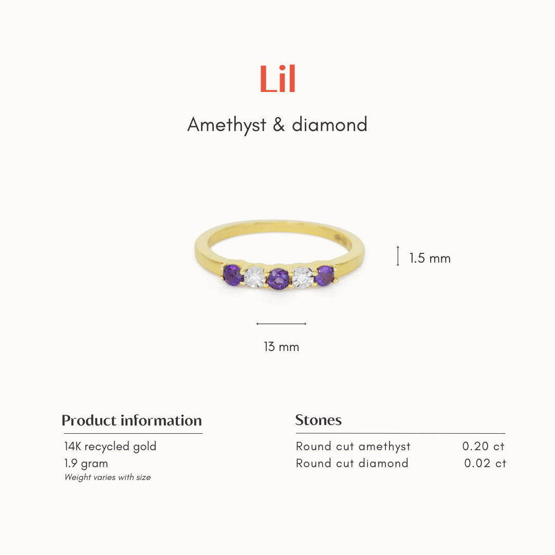 Lil | 14K Amethyst & Diamond