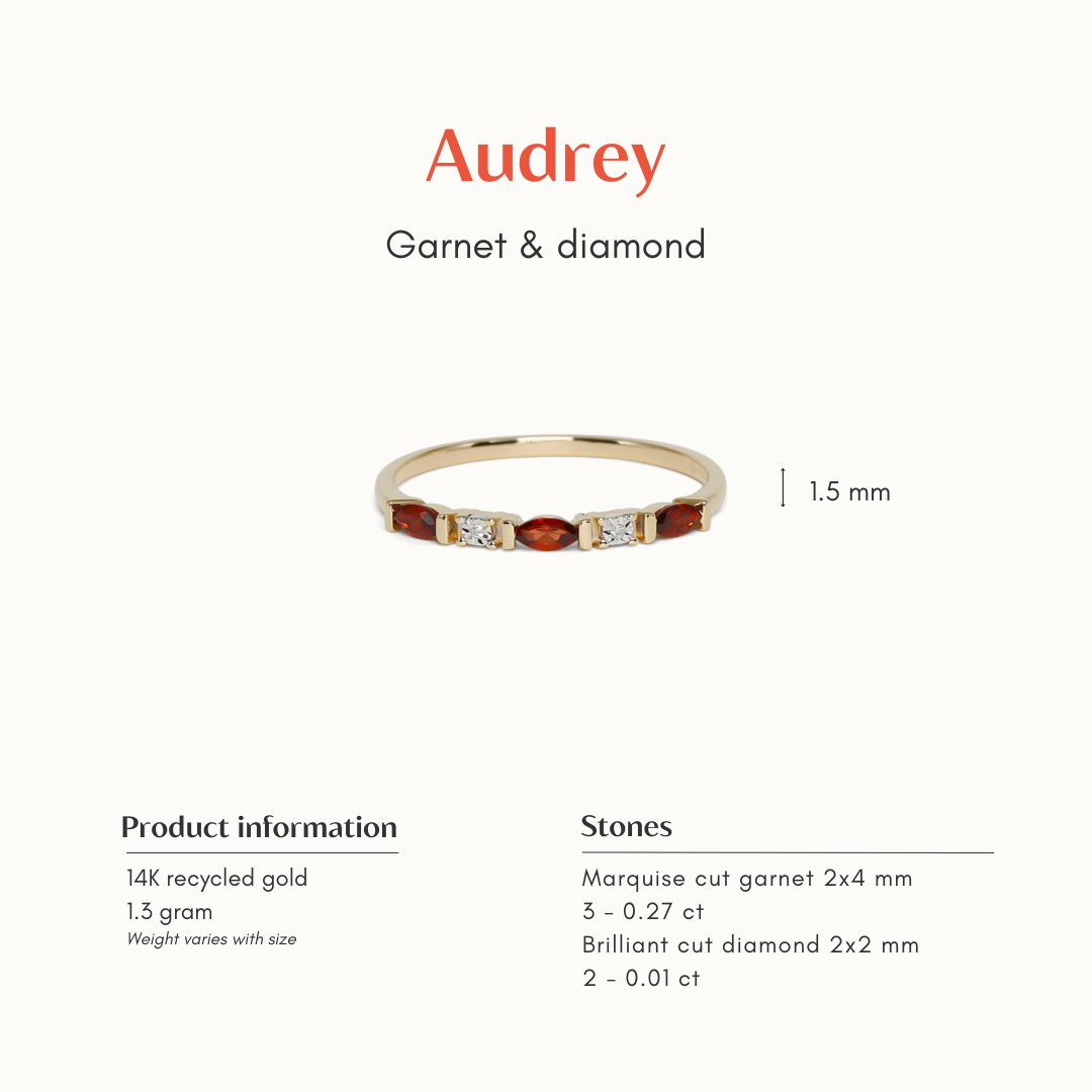 Audrey | 14K Garnet & Diamond