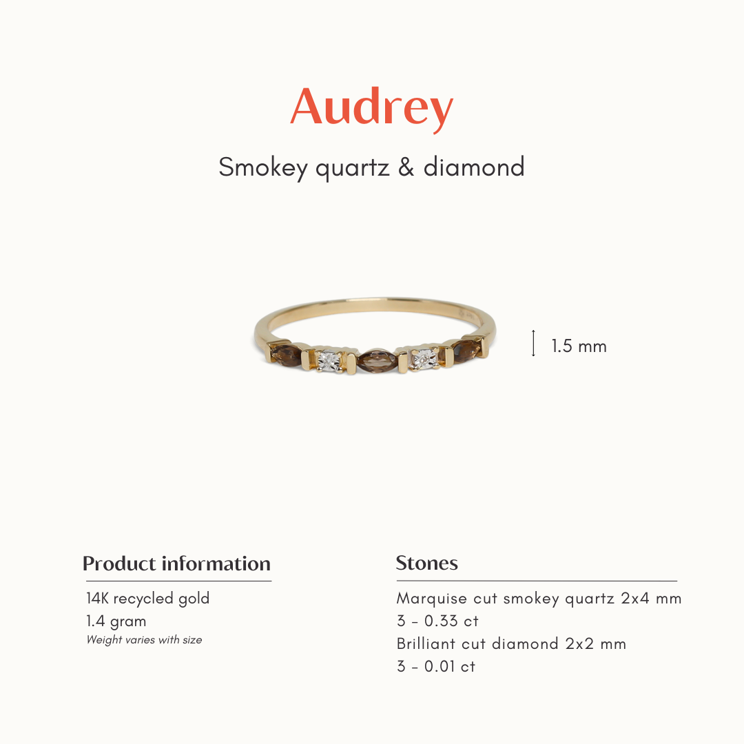 Audrey | 14K Rookkwarts & Diamant