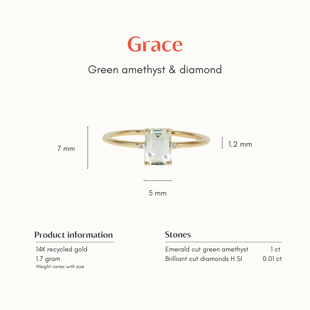 Grace | 14K Green Amethyst & Diamond