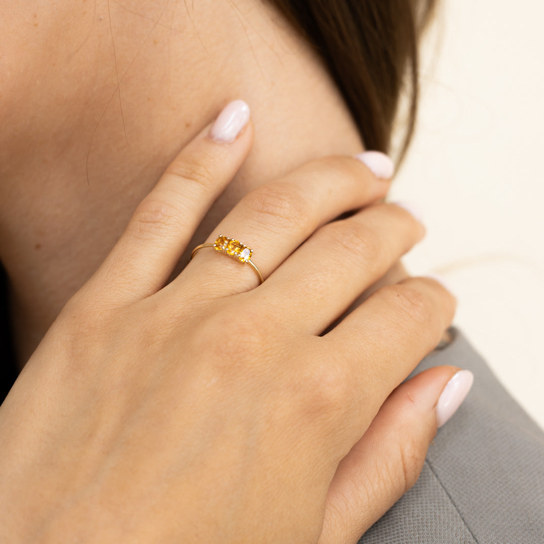 Tiny Triple Citrine Ring