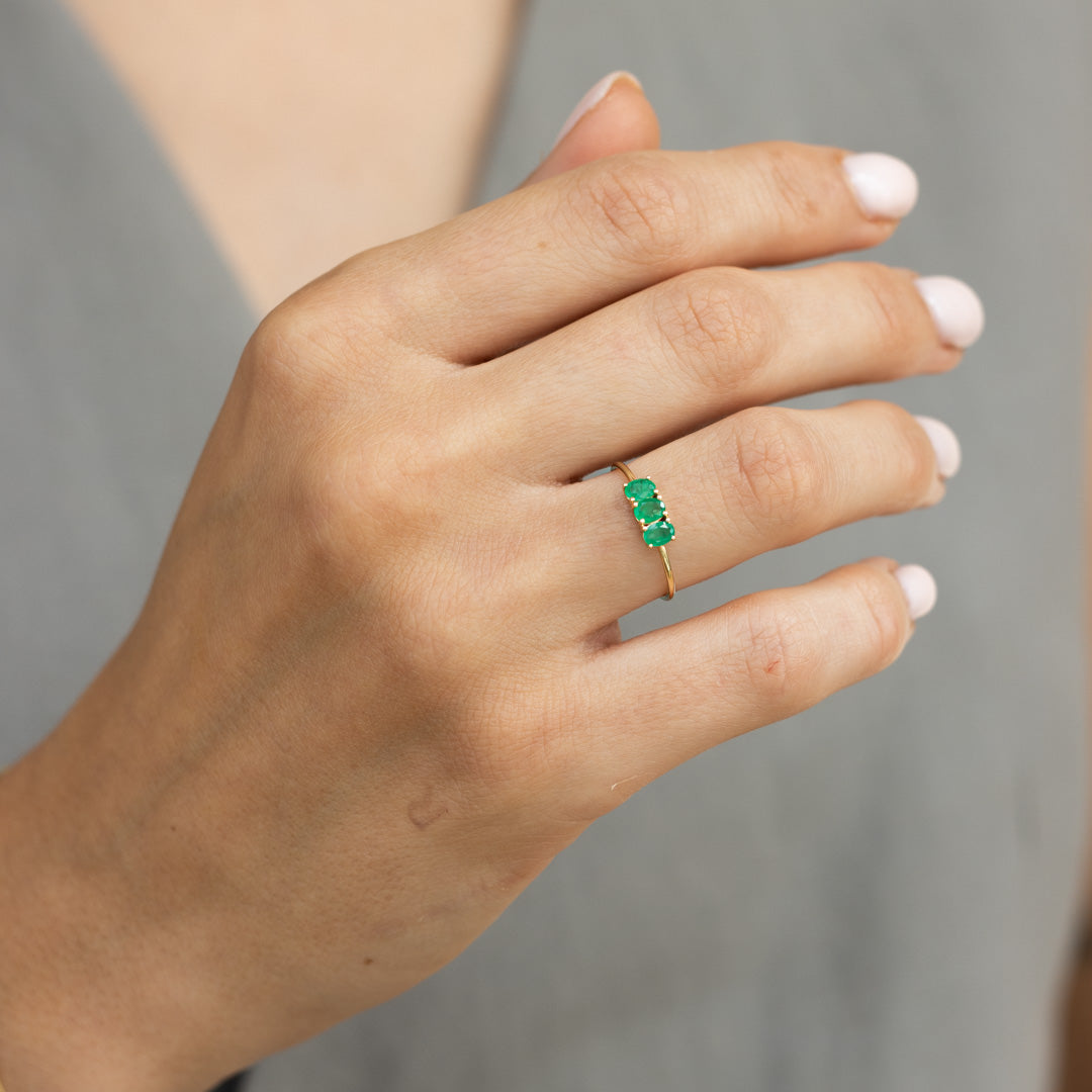 Tiny Triple Smaragd Ring