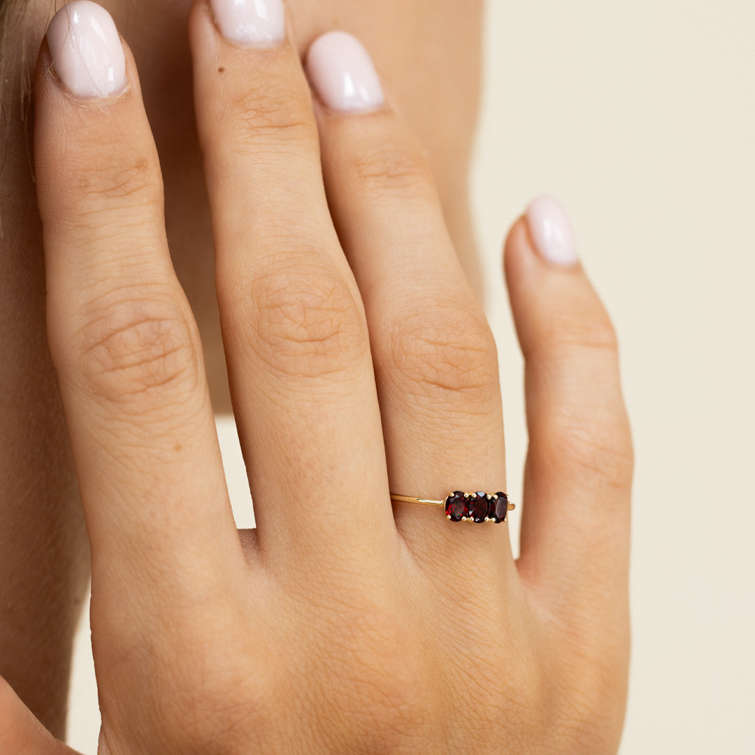 Tiny Triple Garnet Ring